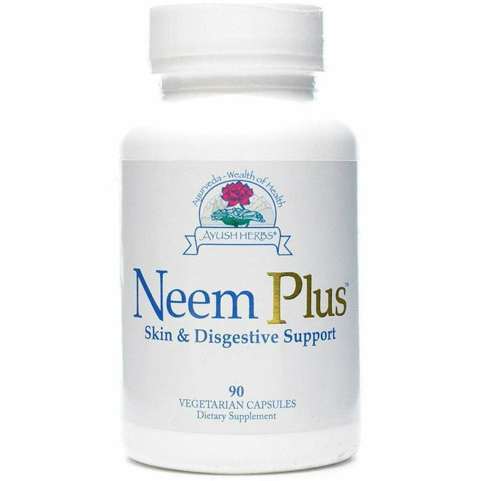 Ayush Herbs Neem Plus, 90 veg capsules, front of bottle