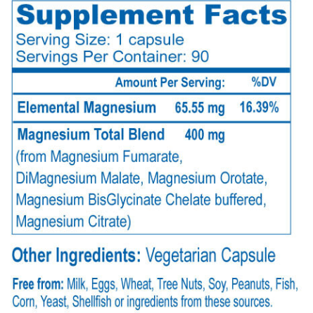 Ayush Herbs SupraMag 90 veg capsules supplement facts label