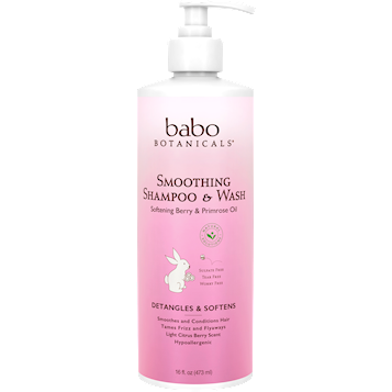 Babo Botanicals Smoothing Shampoo and Wash, 16 fl oz, front of pump bottle