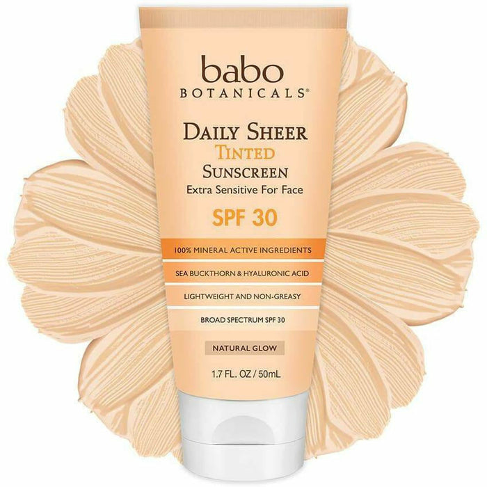 Babo Botanicals SPF 30 Daily Sheer Tint Sunscreen, 1.7 fl oz, front of tube, second view