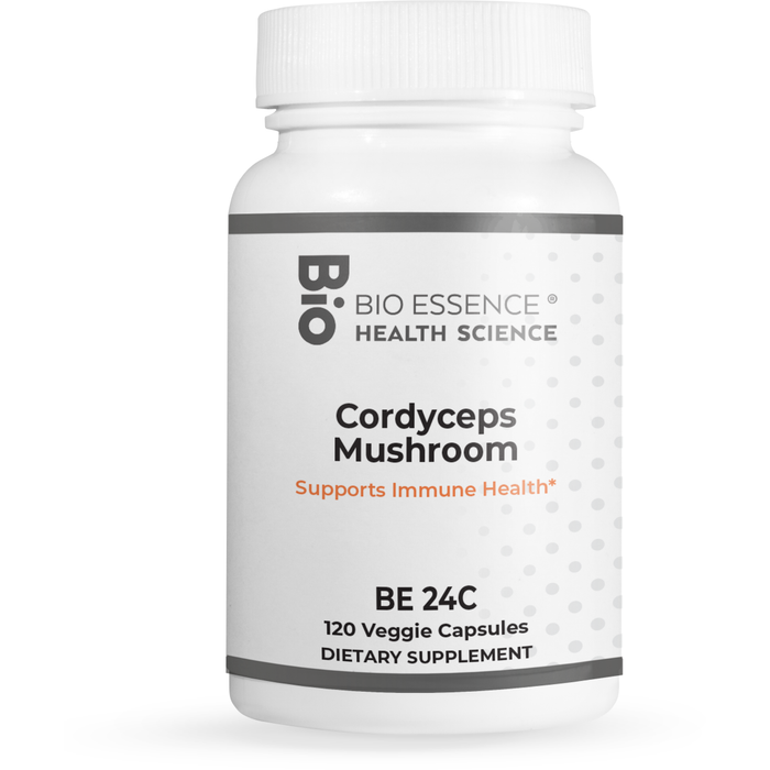 Bio Essence Health Science Cordyceps Mushroom, 120 veg capsules, front of bottle