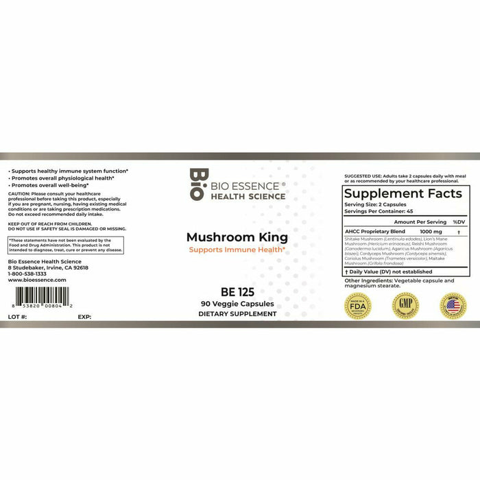 Bio Essence Health Science Mushroom King 90 veg capsules full label