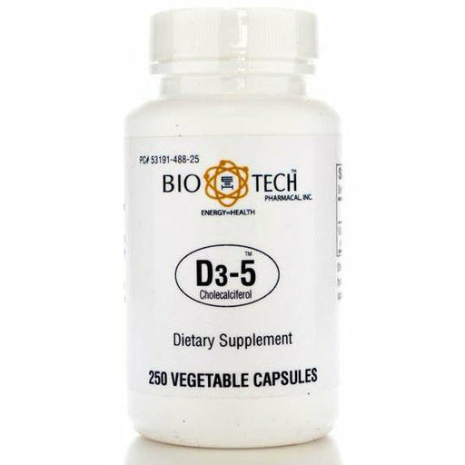 Bio-Tech D3-5 5000 IU, 250 vegetable capsules, front of bottle
