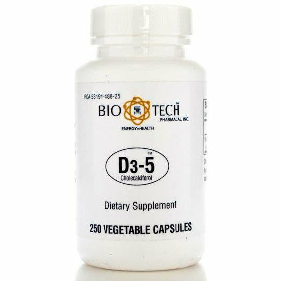 Bio-Tech D3-5 5000 IU, 250 vegetable capsules, front of bottle
