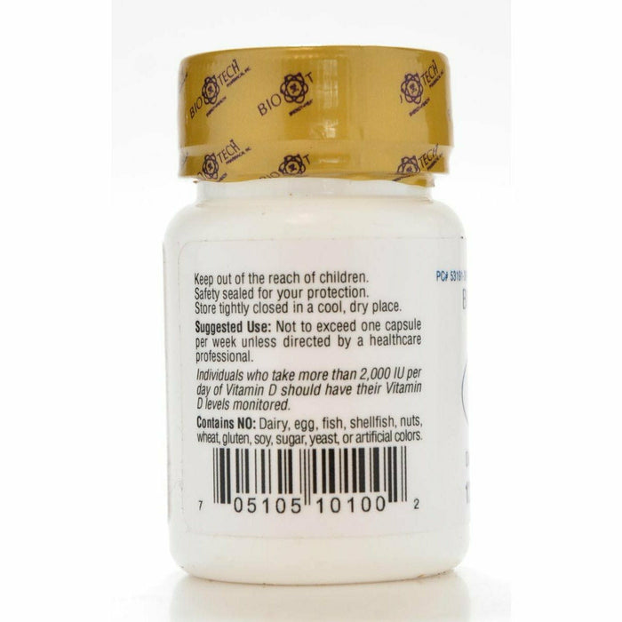 Bio-Tech D3-50 50,000 IU 12 capsules label information panel