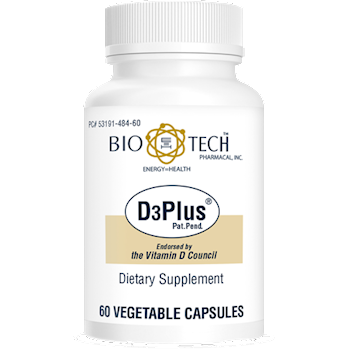 Bio-Tech D3Plus, 60 vegetable capsules, front of bottle