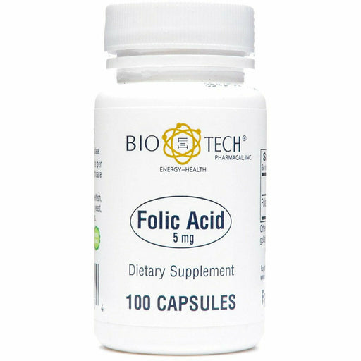 Bio-Tech Folic Acid 5 mg, 100 capsules, front of bottle