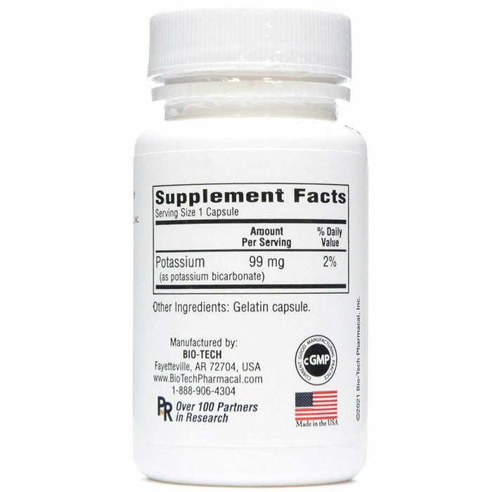 Bio-Tech K-Bicarb 100 capsules supplement facts label