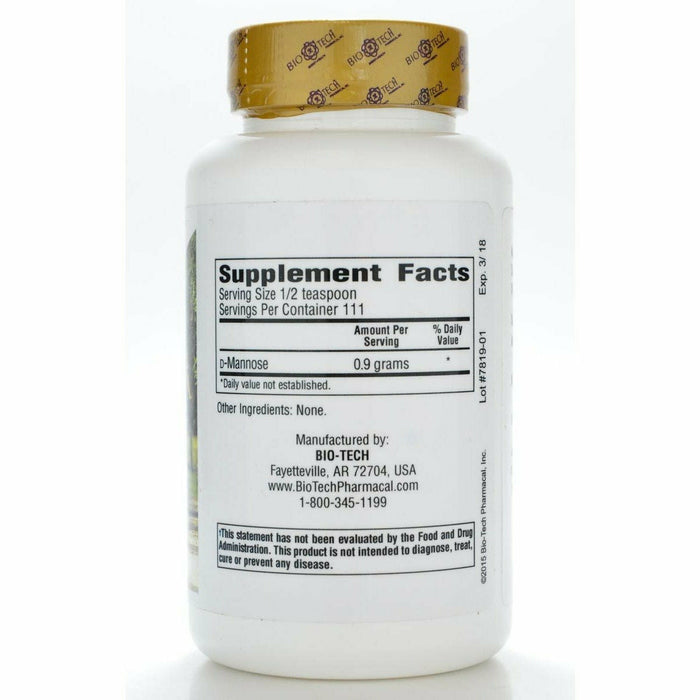 Bio-Tech Mannose Powder 100 g supplement facts label