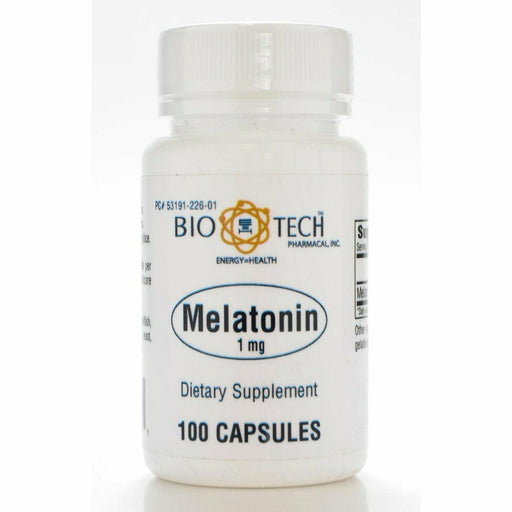Bio-Tech Melatonin 1 mg, 100 capsules, front of bottle
