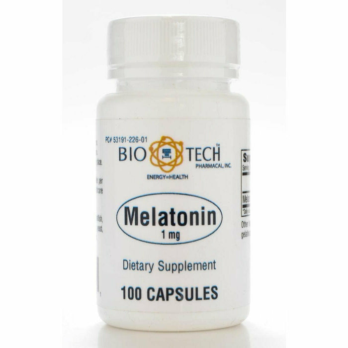 Bio-Tech Melatonin 1 mg, 100 capsules, front of bottle