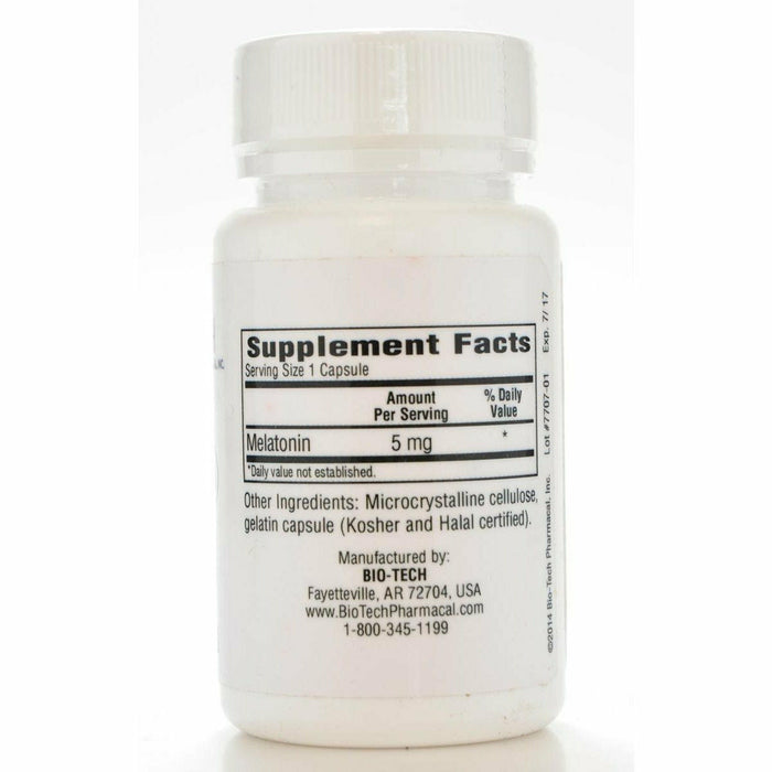 Bio-Tech Melatonin 5 mg 100 capsules supplement facts label