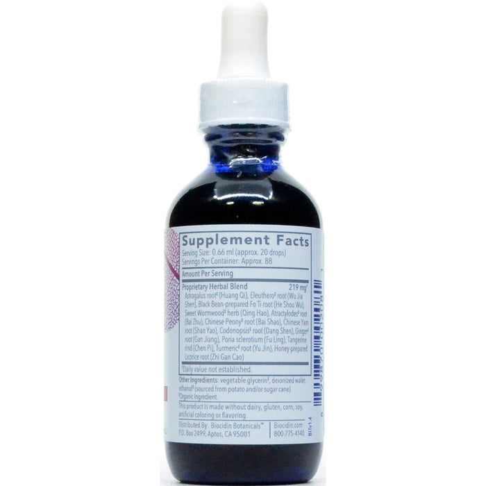 Biocidin Botanicals Biotonic Adaptogenic Tonic 2 fl oz supplement facts label
