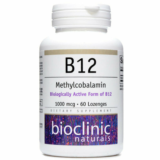 Bioclinic Naturals B12 Methylcobalamin 1000 mcg, 60 lozenges, front of bottle