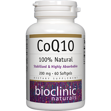 Bioclinic Naturals CoQ10 200 mg, 60 softgels, front of bottle