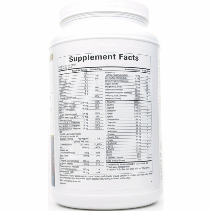 Bioclinic Naturals ElementAll Biological Diet Chocolate 9 servings supplement facts label