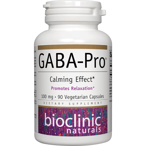 Bioclinic Naturals GABA-Pro 200 mg, 90 vegetarian capsules, front of bottle