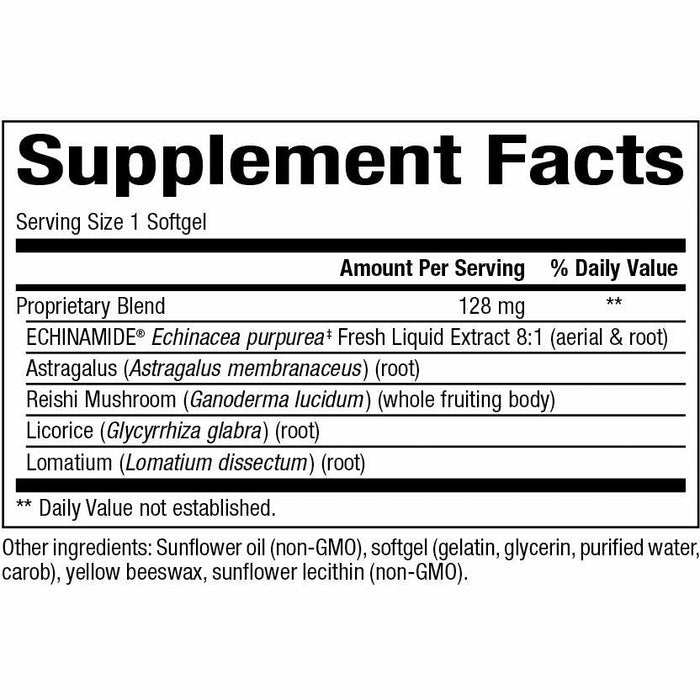 Bioclinic Naturals ImmuneAlign 60 softgels supplement facts label