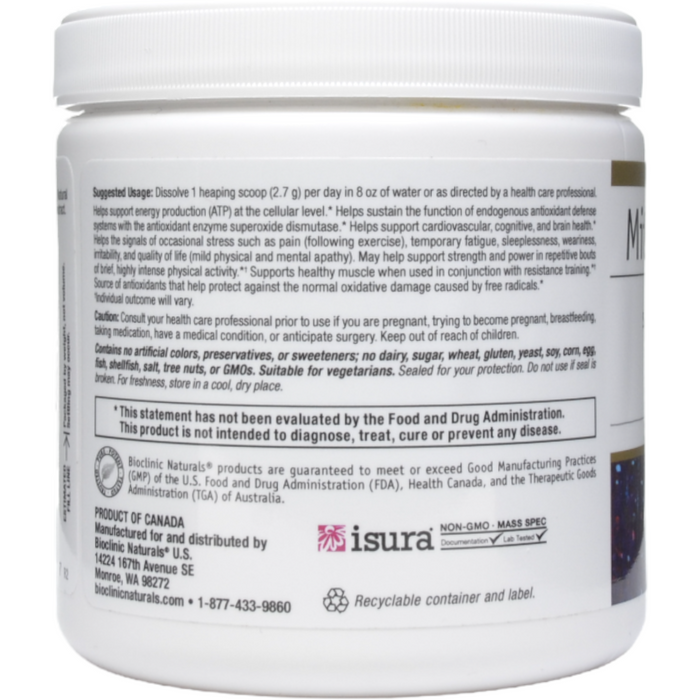 Bioclinic Naturals Mitochondrial Formula 2.86 oz suggested use label