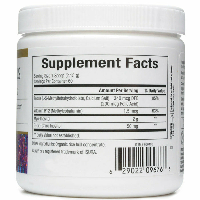 Bioclinic Naturals Myo-Inositol Plus 60 servings supplement facts label