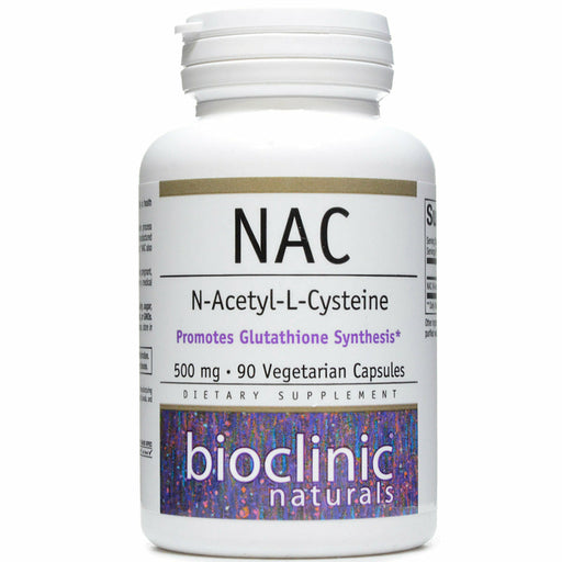 Bioclinic Naturals NAC 500 mg, 90 vegetarian capsules, front of bottle