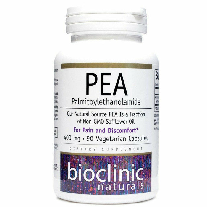 Bioclinic Naturals PEA (Palmitoylethanolamide), 90 vegetarian capsules, front of bottle