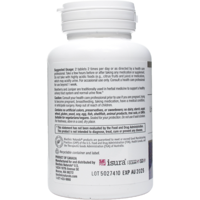 Bioclinic Naturals Urinary-Pro 60 tablets suggested use label