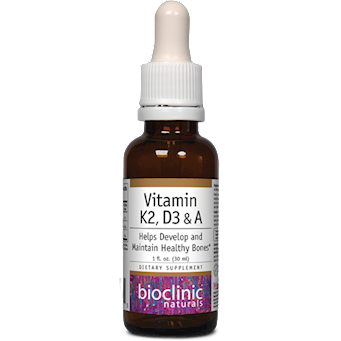 Bioclinic Naturals Vitamin K2, D3 & A, 1 fl oz, front of bottle