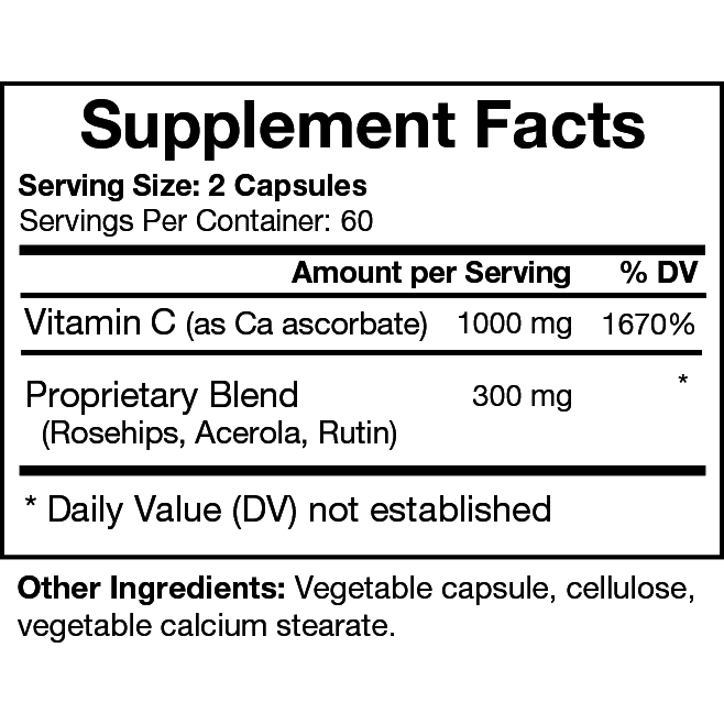 Biodesign Bioflavonoid C Complex 120 capsules supplement facts label
