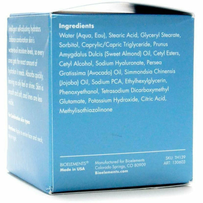 Bioelements Absolute Moisture 2.5 fl oz box ingredients panel
