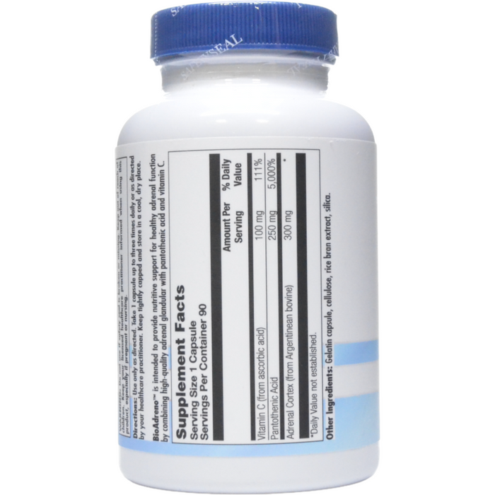BioGenesis Bio-Adreno 90 capsules supplement facts label