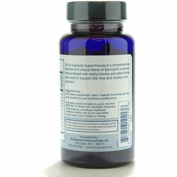 BioGenesis BioLiv 90 capsules side label