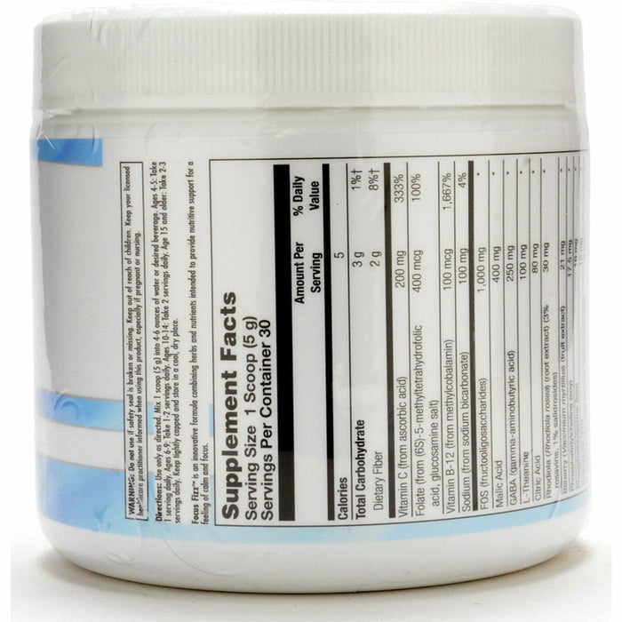 BioGenesis Focus Fizz 5.29 oz supplement facts label