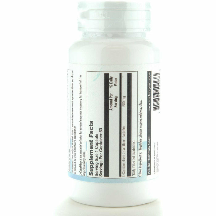 BioGenesis L-Carnitine 500 mg 60 veg capsules supplement facts label