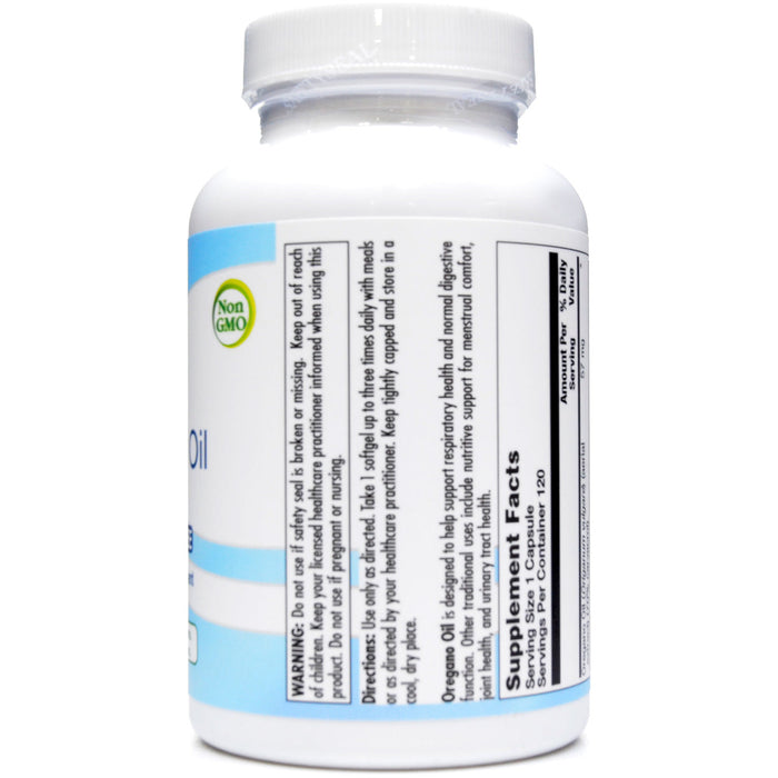 BioGenesis Oregano Oil 300 mg 120 veg capsules side label
