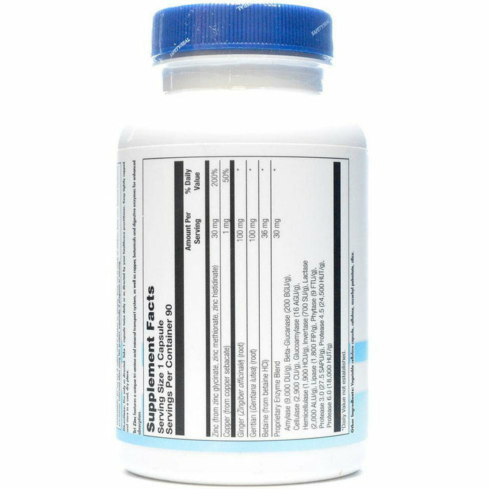 BioGenesis Tri Zinc 90 veg capsules side label