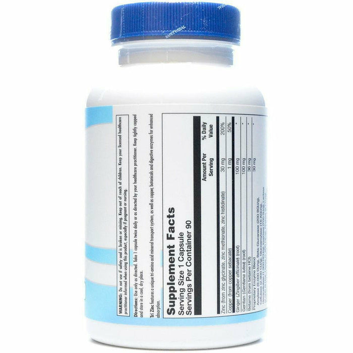 BioGenesis Tri Zinc 90 veg capsules supplement facts label