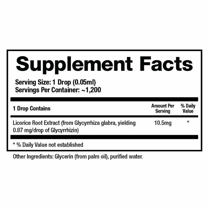 BioMatrix Licorice Root Extract 60 ml supplement facts label
