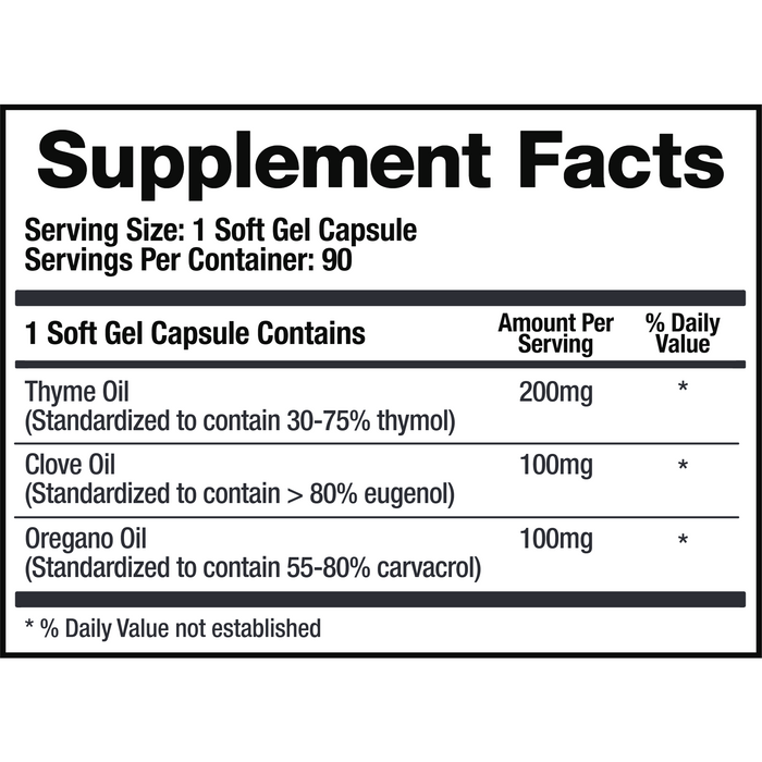 BioMatrix Microb-Defend 90 softgels supplement facts label