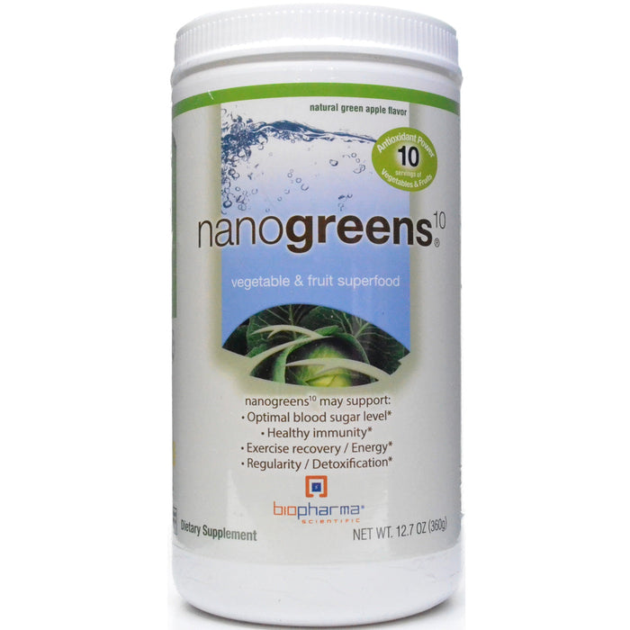 BioPharma Scientific NanoGreens 10 Green Apple, 12.7 oz, front of container