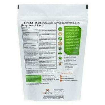 BioPharma Scientific NanoGreens 10+ Probiotic Green Apple 10.6 oz back label