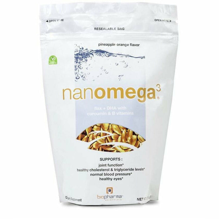 BioPharma Scientific nanomega3 Pineapple Orange, 12.7 oz, front of pouch
