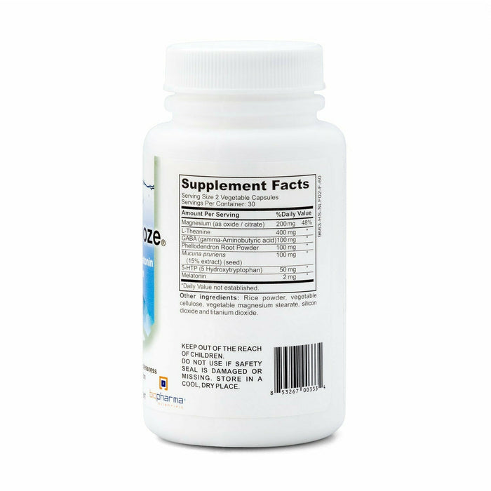 BioPharma Scientific Nanosnooze 60 capsules supplement facts label