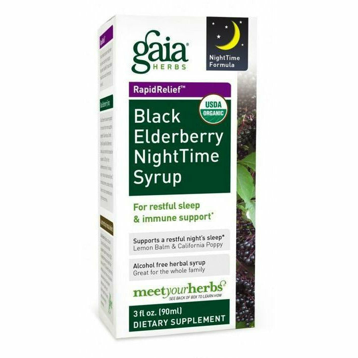 Black Elderberry Nighttime Syrup 5.4 oz Gaia Herbs — Blue Sky Vitamin