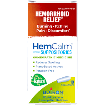 Boiron HemCalm Suppositories, 10 suppositories, front of box