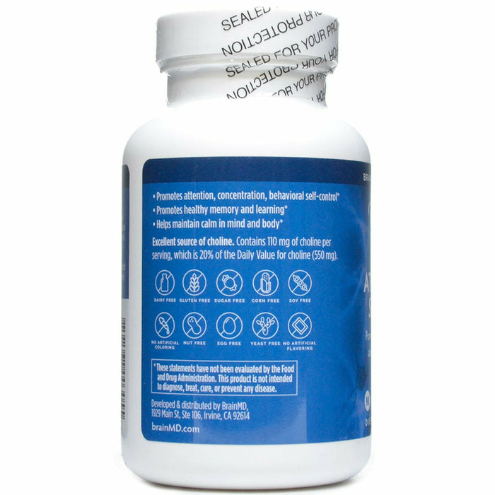 BrainMD Attention Support 90 capsules label information panel
