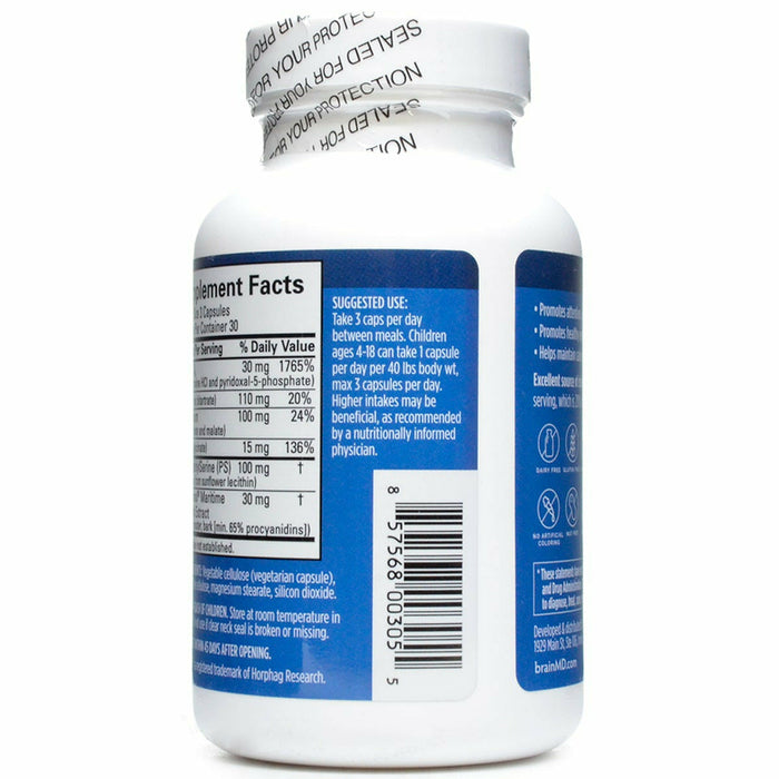 BrainMD Attention Support 90 capsules suggested use label