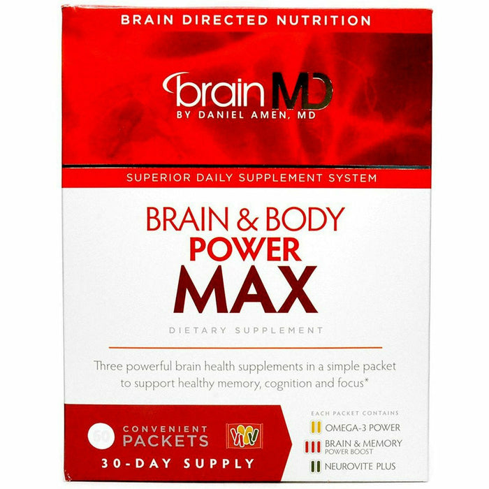 BrainMD Brain & Body Power Max, 60 packets, front of box