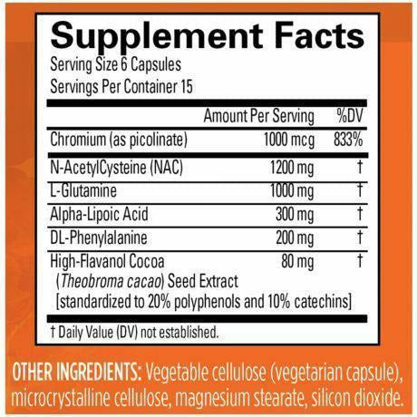 BrainMD Craving Control 90 capsules supplement facts label