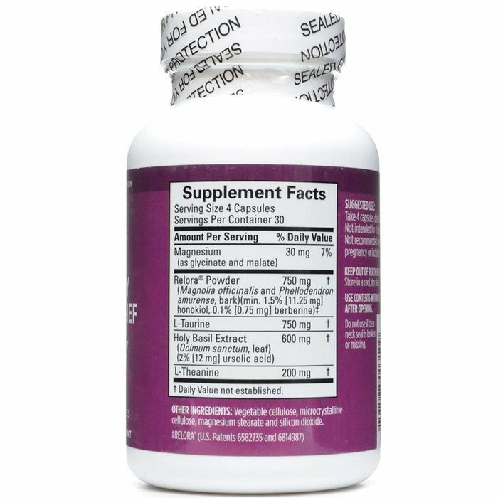 BrainMD Everyday Stress Relief 120 capsules supplement facts label
